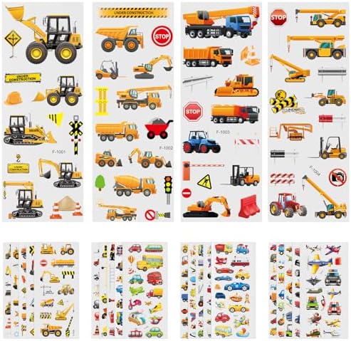 Vicloon 3D Aufkleber für Kinder - 24 Blätter, Lebendige Aufkleber für Jungen, Mädchen und Lehrer als Belohnung (Fahrzeug)