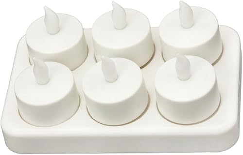 CD-RC-6ST-A - Velas eléctricas LED recargables, sin llama, parpadeantes, juego de 6, color ámbar
