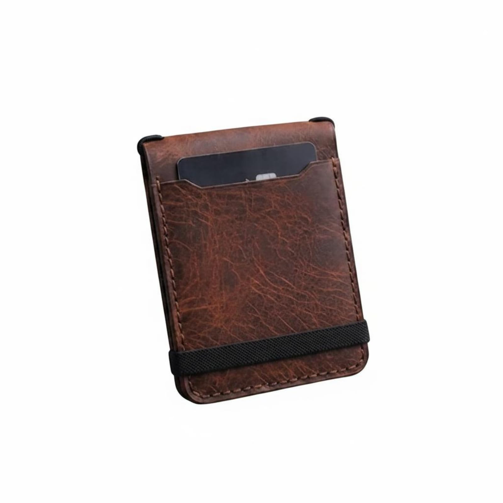 Elastic Band Slim Wallet Front Pocket Short Wallet Stitched Edges Personal Accessory Rounded Corners, Brown|Clothing Shoes & Accessories | Mens Accessories | Wallets-picture-54