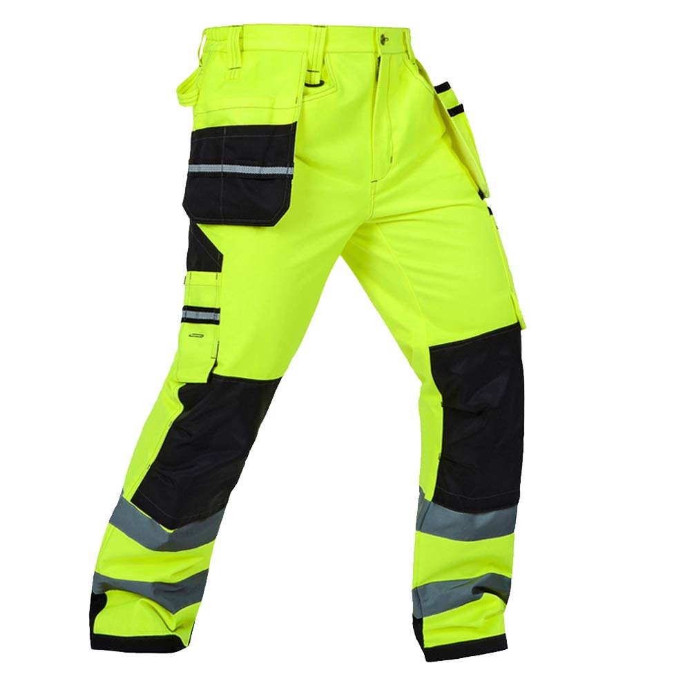 Pantaloni da lavoro catarifrangenti con ginocchiere, resistenti alla sicurezza