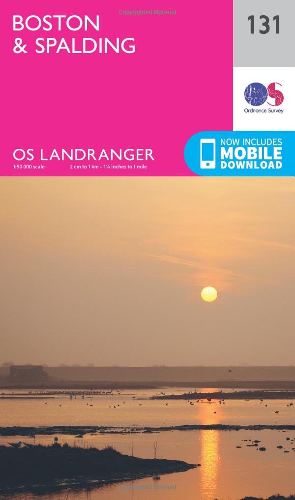 Ordnance Survey Landranger 131 Boston & Spalding Map With Digital Version Pink