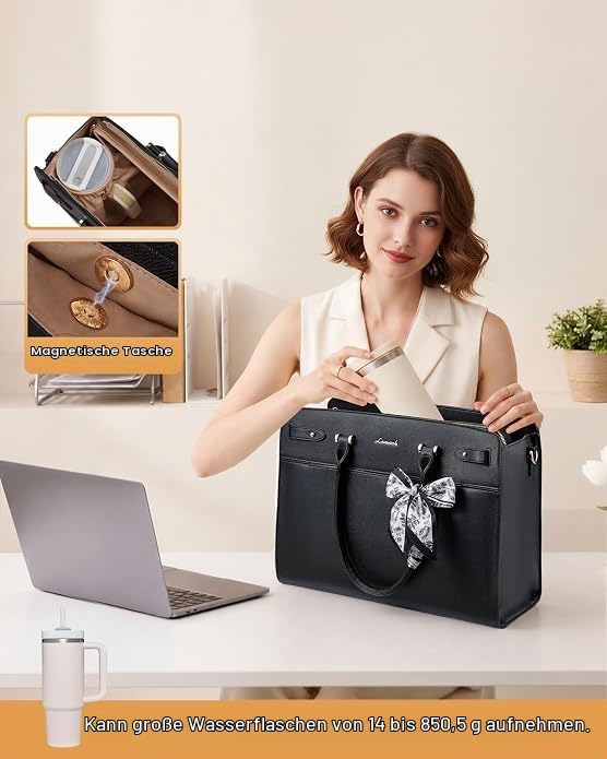 LOVEVOOK Handtasche Damen Groß Arbeitstasche, 15,6 Zoll Laptoptasche Tote – Ansicht 2