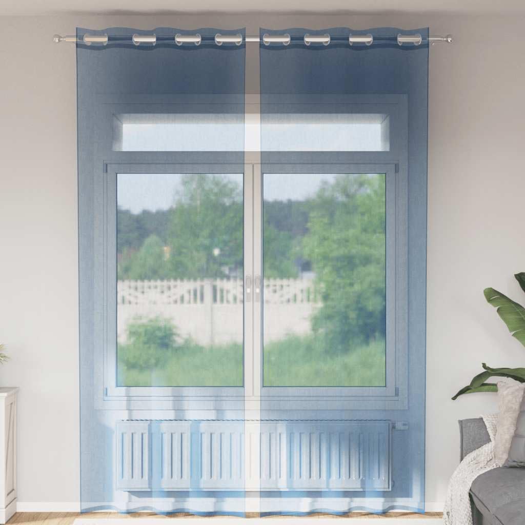 Voile Vorhänge mit Ösen, 2 Stück, Königsblau, 140 x 260 cm, 100% Polyester Stoff, transparent, Blickdicht, für Wohnzimmer Schlafzimmer Küche, moderner Landhausstil