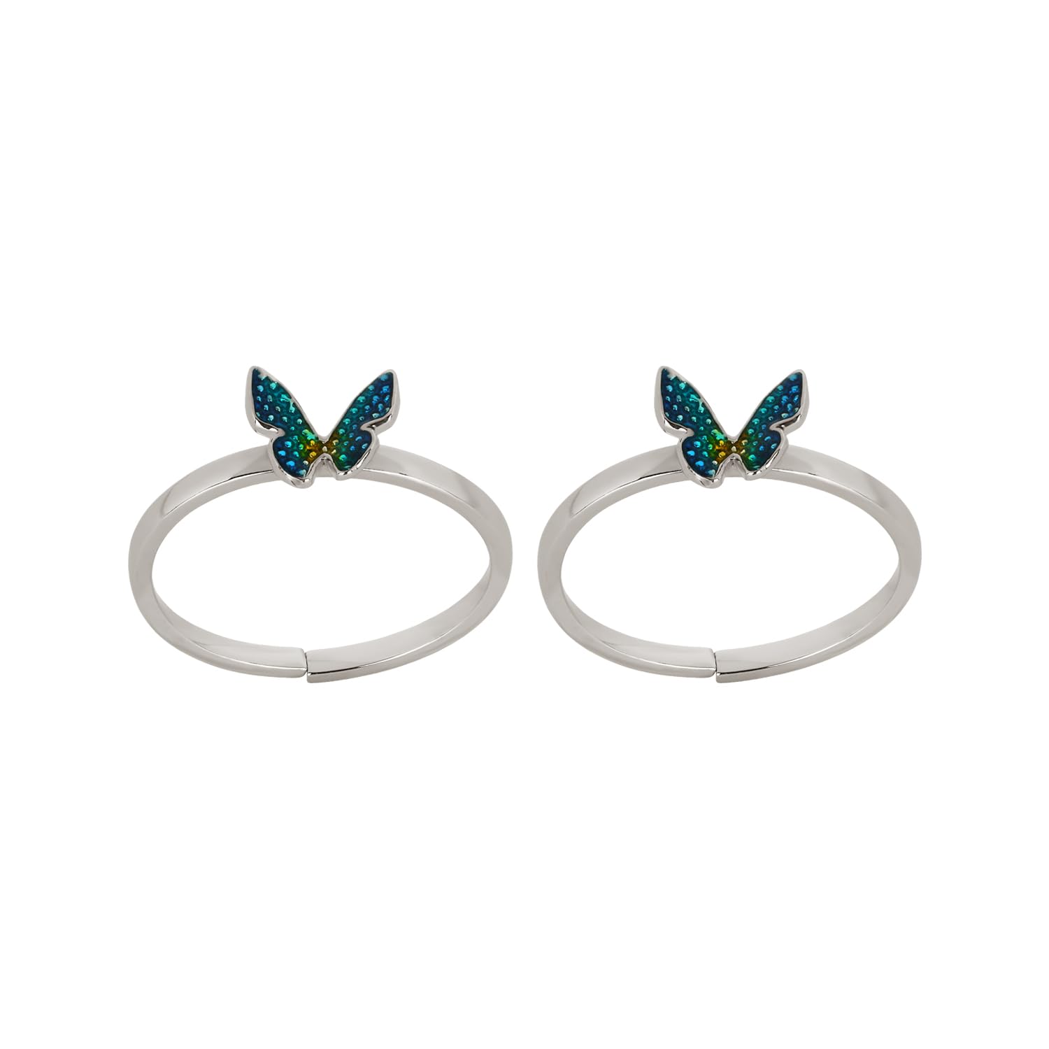 925 Sterling Silver Micron Rhodium Plated Peocock Green Butterfly Bichiya/Toe ring For Women/Girls | Hypoallergenic | Anti- Tarnish | Pure Silver Gift For Wife-image-13
