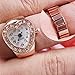 FunnyDay Copper Tone Heart Shape Housing Elastic Band Finger Ring Watch for Women