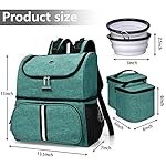 BAGLHER-Pet-Travel-Bag-Double-Layer-Pet-Supplies-Backpack-for-All-Pet-Travel-Supplies-Pet-Travel-Backpack-with-2-Silicone-Collapsible-Bowls-and-2-Food-Baskets-Green