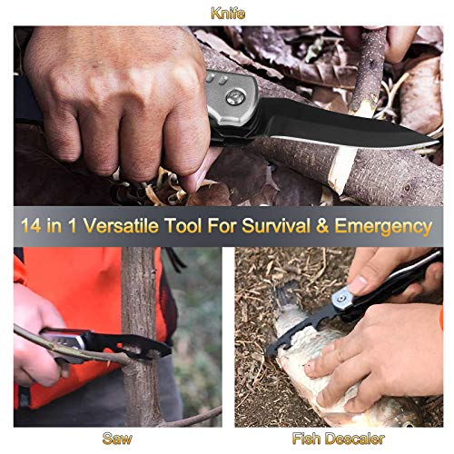 Multitool Camping Accessories Survival Gear, 14 in 1 Camping Kit with Axe Hammer Saw Screwdrivers Pliers Bottle Opener and more, Unique Birthday Gifts for Men,Best Dad Presents - Thumbnail 2