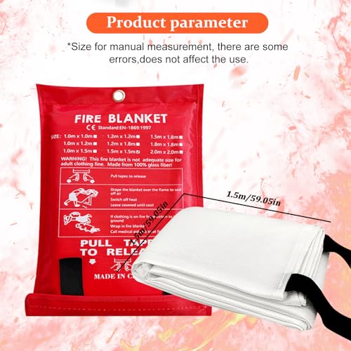 Nizirioo Manta Ignifuga,1.5 * 1.5m Mantas Ignífugas,Manta Apagafuegos,Manta De Fuego De Fibra De Vidrio Para Cocina,Chimenea,Camping,Autocaravanas,Barbacoa - Image 3