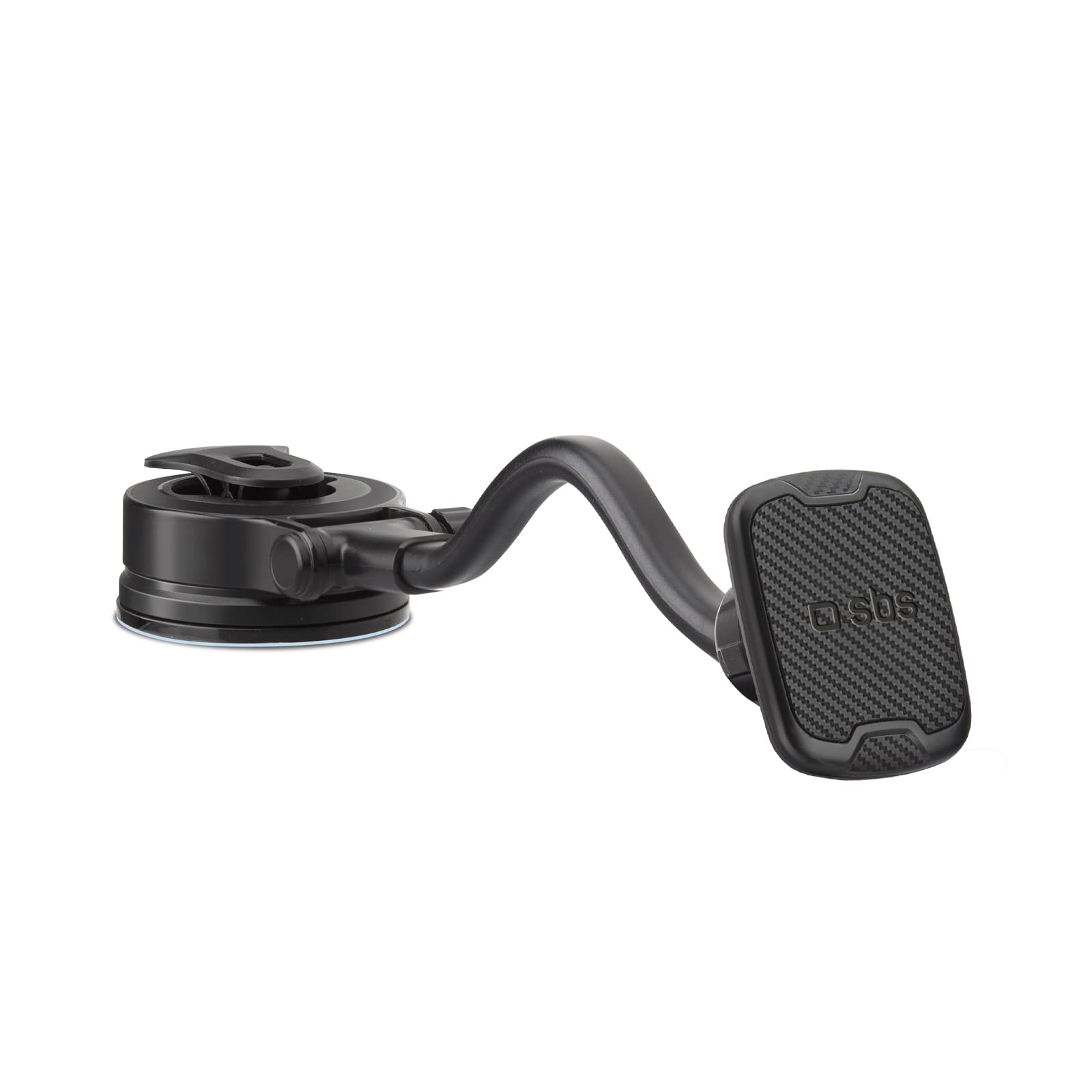 SBS supporto auto magnetico CALIFORNIA, portacellulare universale con braccio snodabile di 33cm e orientabile a 360°, supporto da parabrezza e cruscotto con ventosa e 2 piastrine incluse