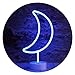 Neon Moon Lights, LED Moon Decor Neon Signs Art Decorations Crescent Night Lights Lamp for Party Supplies, Children Kids Girls Gift-Moon with Holder Base(Blue)
