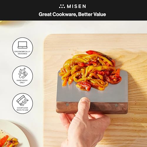 Misen Stainless Steel Bench Scraper - Versatile Food Scraper with Walnut Handle - Ideal for Kitchen, Pastry & Dough - Durable Cutting Board Scraper Tool - Effortless Transfer into Pots & Pans -Walnut - Thumbnail 5