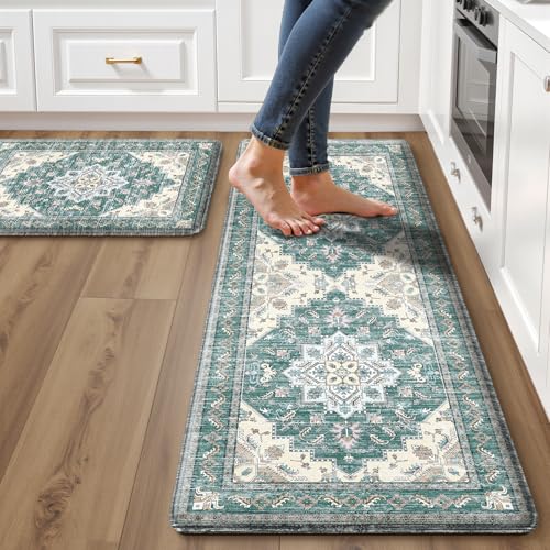 Boho Kitchen Mats for Floor 2 Piece Set Anti Fatigue