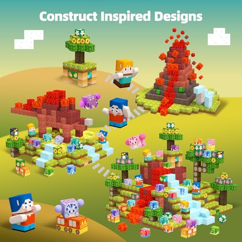 GobiDex 126PCS Magnetic Blocks Playset, Build Dinosaur MagWonder with Building Pretend Play Toys, STEM Montessori Travel Gift for Kids - Image 2