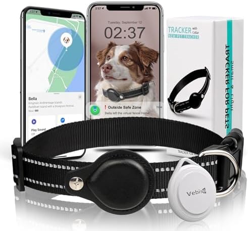 GPS Tracker for Dogs, Real-Time Location Pet Tracking Smart Activity Tracker Collar (iOS Only), No Monthly Fee, Works with Apple Find My, GPS Tracker Collar for Small Medium Large Dogs