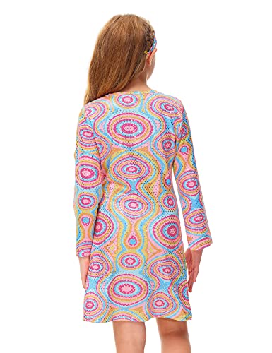 Besserbay Girl's 70S Disco Costume Dance Pink Bell Long Sleeve Aline Midi Dress With Headband 11-12 Years #TOP5