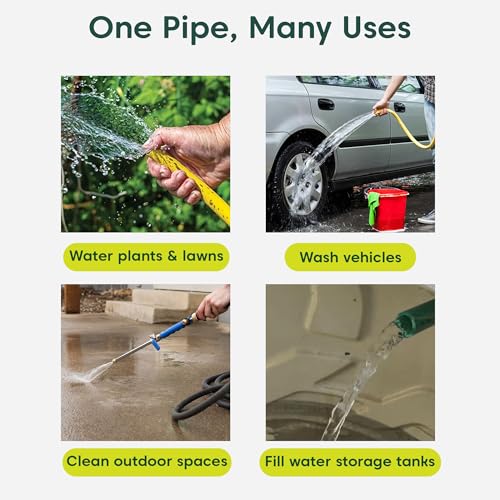 Image of Kyari Garden Hose Pipe Braided 10 Meter 0.5 Inch with Nozzle & Clamp - Heavy-Duty Flexible PVC Water Pipe for Home Garden, Plants, Car Wash, Cooler Filling, Balcony & Outdoor Use