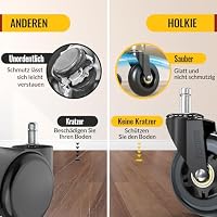 HOLKIE Bürostuhl Rollen 10x22 mm Schwarz Ersatzrollen für 1KEA-Stühle Schreibtischstuhl aus Gummirollen für Parkett Hartebödenrollen 5er-Set robuste Rollerblade-Rollen für Compute-Stuhlmatten – Ansicht 8