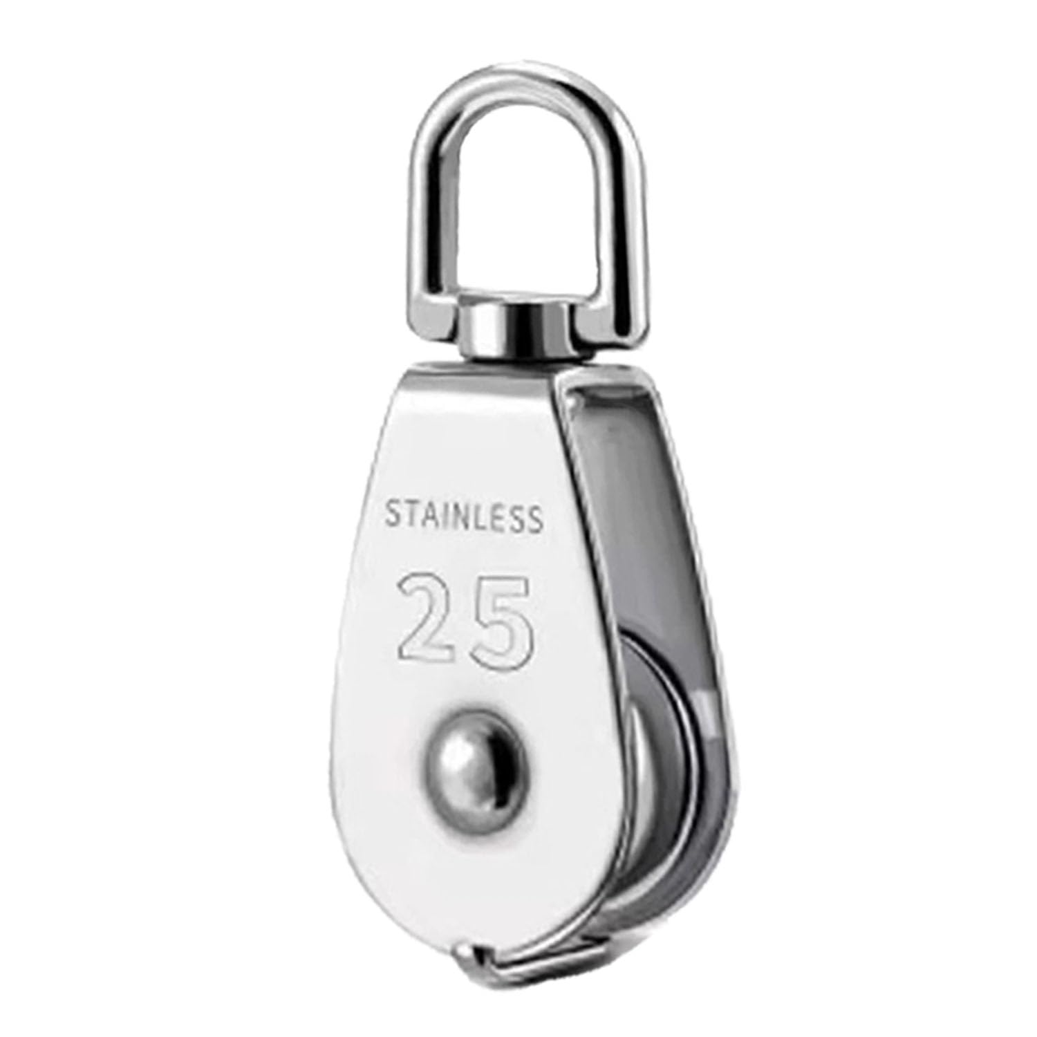 M25 - Polea simple con gancho giratorio para grúa de elevación de 330 LB/150 kg de capacidad de carga de acero inoxidable, rueda de remolque para cuerda, 6 unidades