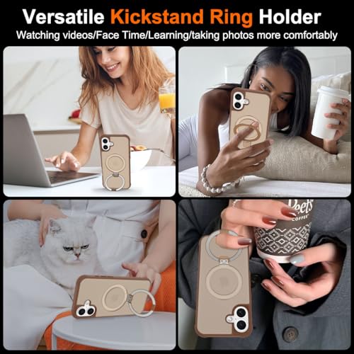 CHAOFEnG Magnetic Compatible with iPhone 16 Plus Case with Stand [Military Grade Drop Tested][Compatible with Magnet] Ring Translucent Slim Hard Back Soft Edge, Desert Gold by CHAOFEnG - Used condition - Image 6