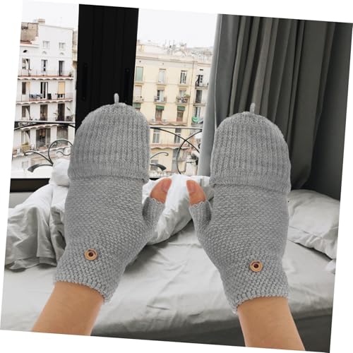 Guantes sin dedos para mujer mitones de punto invierno adolescentes 7