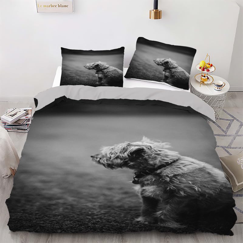 Parure de lit 220x240 chien gris pour créer une chambre cocooning et chaleureuse
