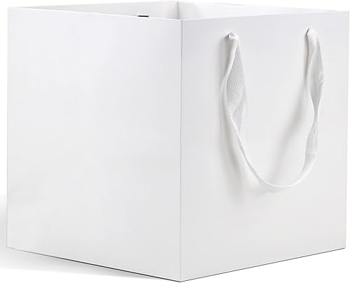 Miniatura 7 de HUAPRINT Bolsas de regalo negras con asas, bolsas de papel negro, paquete de 24 bolsas de compras negras de tamaño cuadrado de 10 x 10 x 10