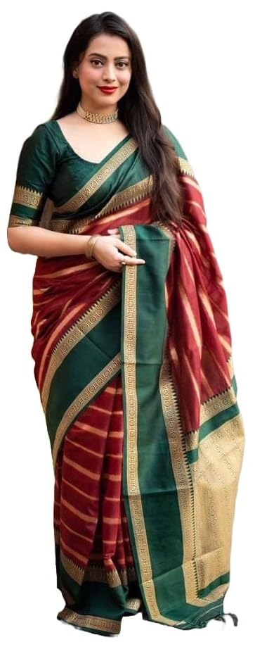 Image of Yashika Women's Woven Printed Kanjivaram Banarasi Art Silk Saree Saree with Unstitched Blouse Material - Suitable for All Indian Weddings and Festivals