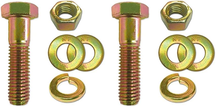 (2 Sets) 1/2-13x3 Grade 8 Hex Cap Bolts Screws, Nuts, Flat & Lock Washers Yellow (Pack of 2)