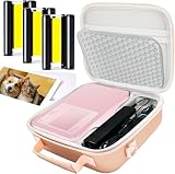 Compatible avec Canon Selphy CP1500 CP1300 CP1200 et étui rigide KP-108IN KP108 3 cartouches d'encre couleur et 108 feuilles de papier photo 4 x 6 et étui or rose pour Selphy CP1500 CP1300 CP1200