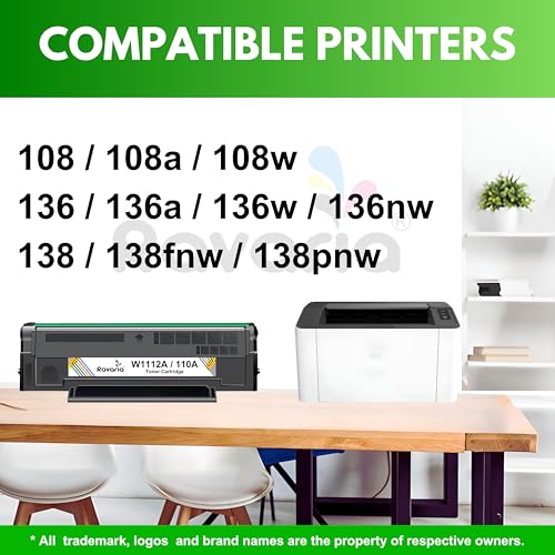 Image of W1112A / 110A Compatible Black Toner Cartridge for LaserJet 108,108a,108w,136,136a,136w,136nw,138,138fnw Printers (110A / W1112A Toner Pack of 2)