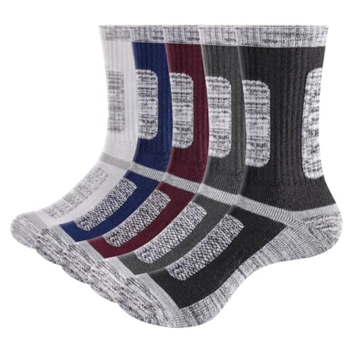 YUEDGE Mens Socks Thick Cotton Thermal Warm Winter Socks Padded Work Boot Socks For Mens Size 9-11, 5 Pairs