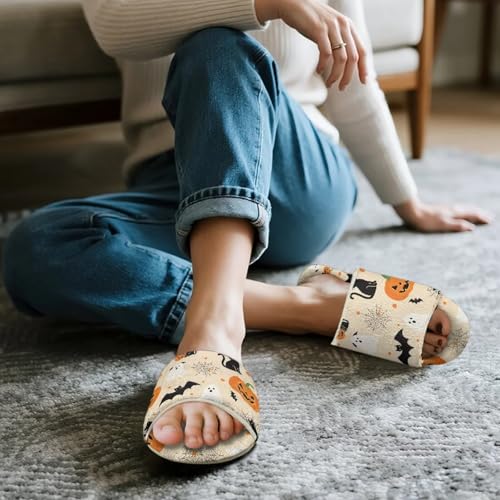 Flannel Indoor House Slippers for Men Women​ Warm Soft Home Open Toe Shoes for Fall Winter Daily Use4