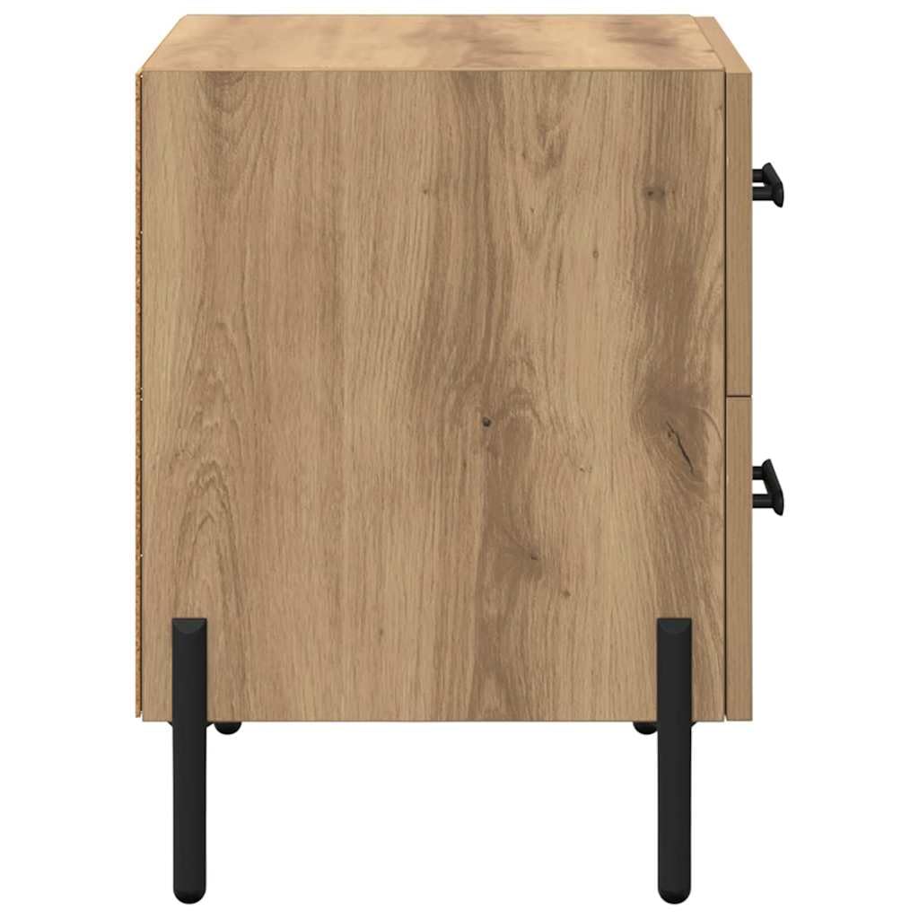 Hothingwell Nowoczesna szafka nocna z szufladą, stolik nocny z drewna konstrukcyjnego 40 x 35 x 47,5 cm, matowe wykończenie, czarne żelazne nogi, przestronny schowek do sypialni