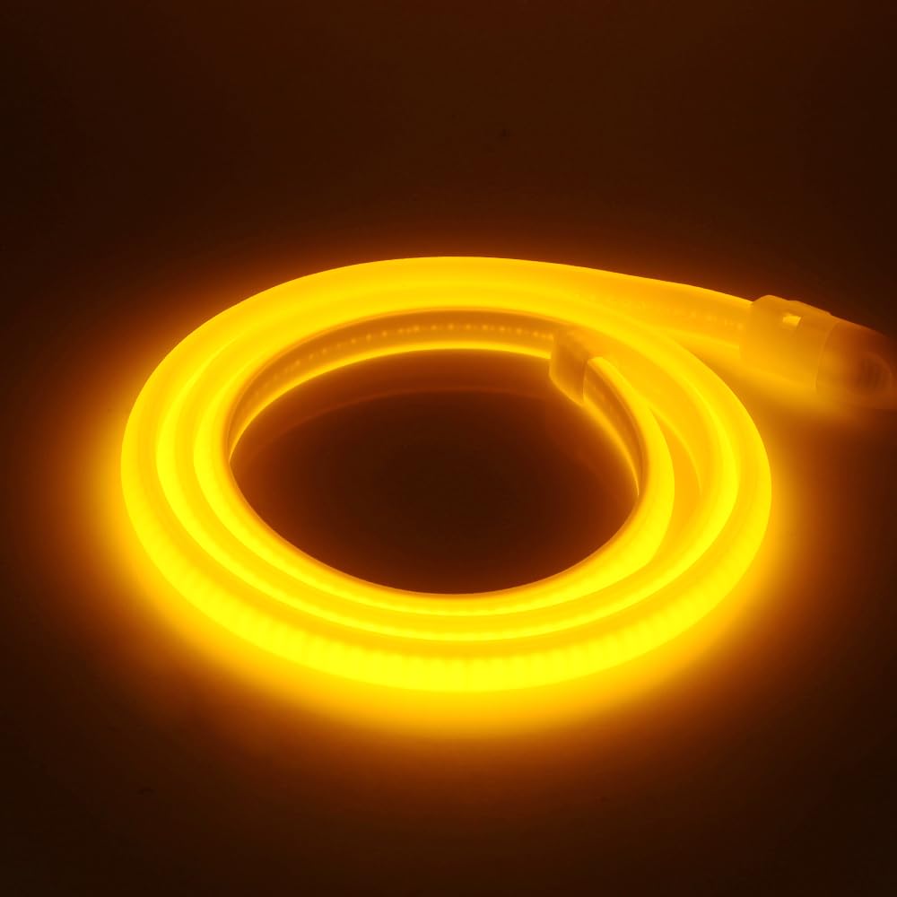 GQL Flexible COB Neon Light Strip, 220V LED Strip 288 LEDs/m, Cut to 50cm, IP65 Waterproof Modified Silica Gel Rope Light with UK Plug Power Supply (12m, Yellow) โ image 1