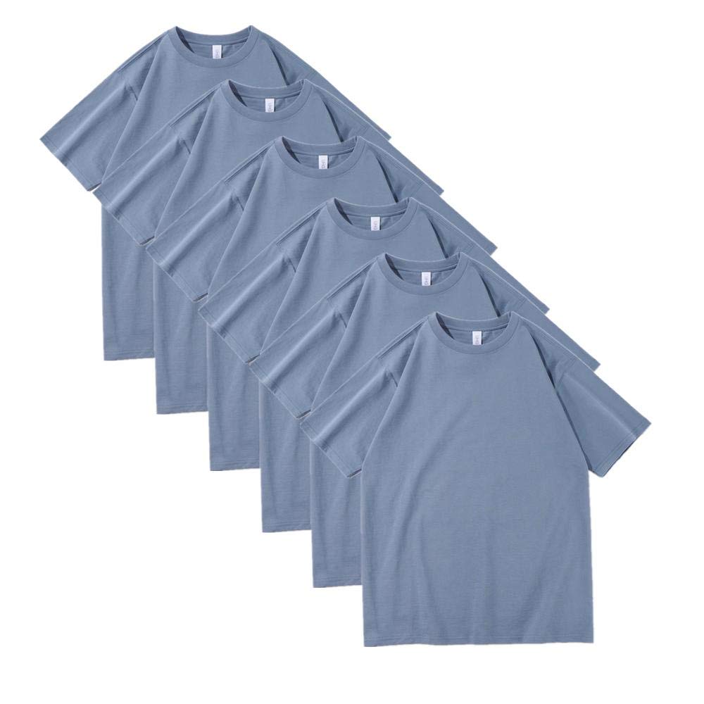 T-shirt męski 230 g, ciężki, bawełniany, luźny, na lato, okrągły dekolt, masywny kolor, 6 sztuk, 20, XL