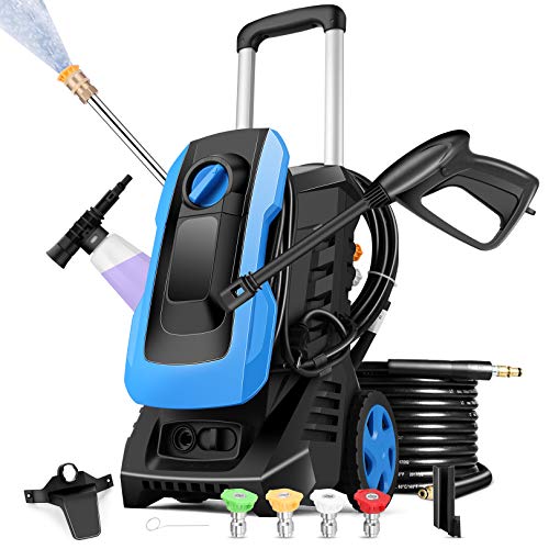 mrliance 1850PSI Electric Pressure Washer 1.8 GPM Power Washer 1500W High Power Washer Cleaner Machine with 4 Nozzles, Soap Bottle, Best for Cleaning Cars/Driveways/Fences/Patios (Blue)