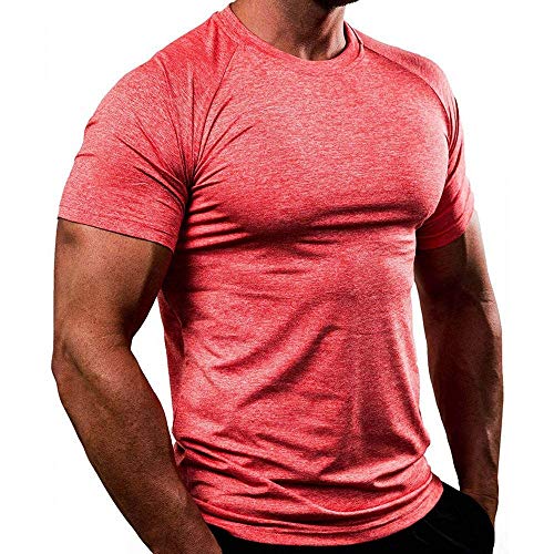 SHAMONI-SPORTS Comfort New Running Sport T-shirt Mens Skinny Quick dry Shirts Gym Fitness Training Superelastic Tee Tops Male Jogging Workout Clothing (Color : C3, Size : XXXL)