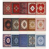 gisgfim 15 Pcs Rug Coasters Persian Style Mini Carpet Rug Mouse Pad Vintage Oriental Table Drink Holders Mouse Pad Floral Pattern Fabric Carpet Drink Mats for Coffee Desk Computer Mug Kitchen Bar