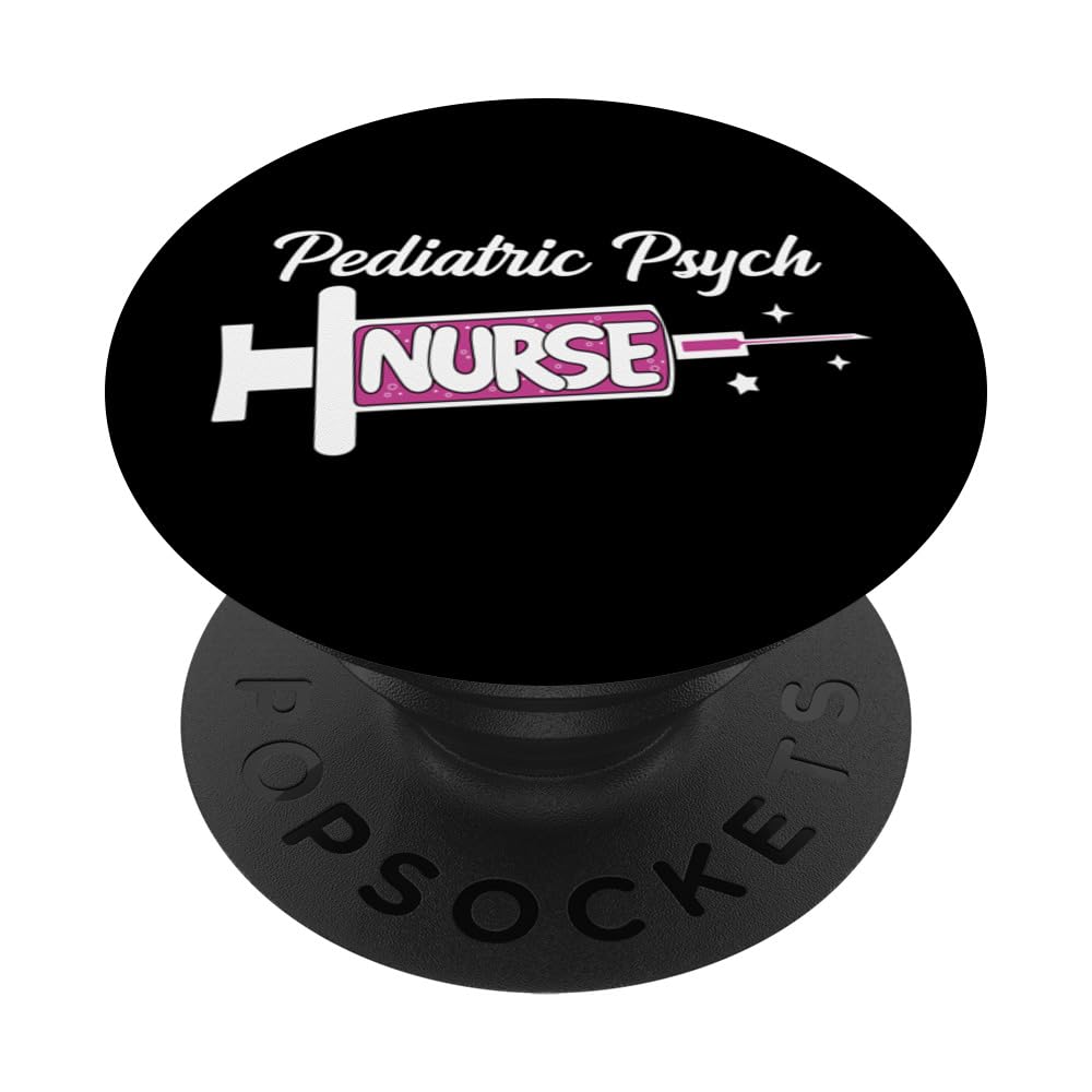 Pediatric Psych Nurse Cute Psychiatric Nursing Unit RN PopSockets Swappable PopGrip, Black