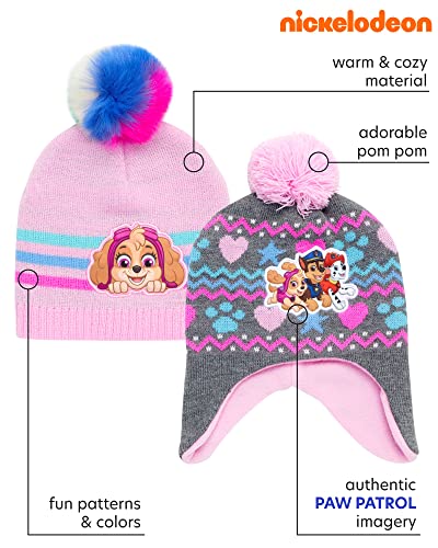 Nickelodeon Girls' Paw Patrol Winter Hat - 2 Pack Paw Patrol Pom Pom Beanie (Toddler)2