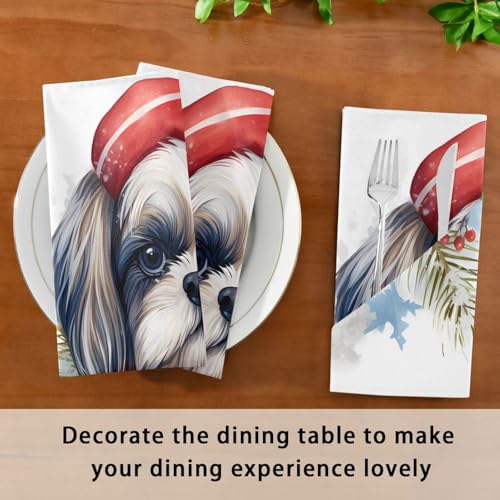 Servilletas de Tela Christmas Watercolor Perro x6 miniatura 7