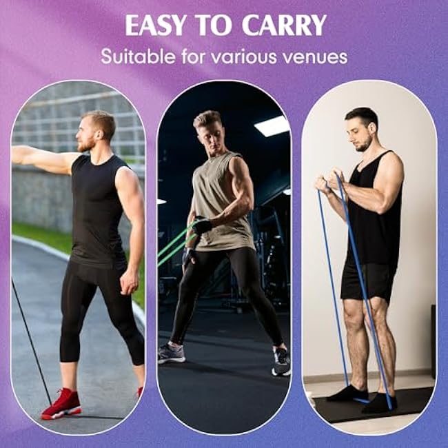 Shappy 10 Pcs Resistance Bands with Handles Exercise Stretch Bands for Exercise Woman Man Training Physical Therapy Workouts Fitness