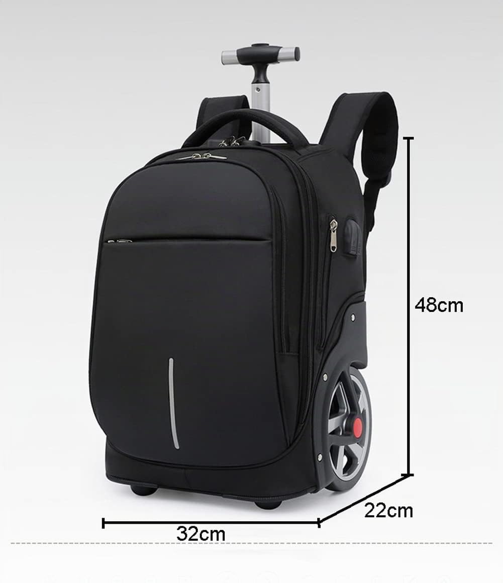 Zaino Trolley con Ruote 19 Pollici Porta PC Portatili Antifurto Caricatore USB - Grande Borsa Laptop Ufficio Scuola