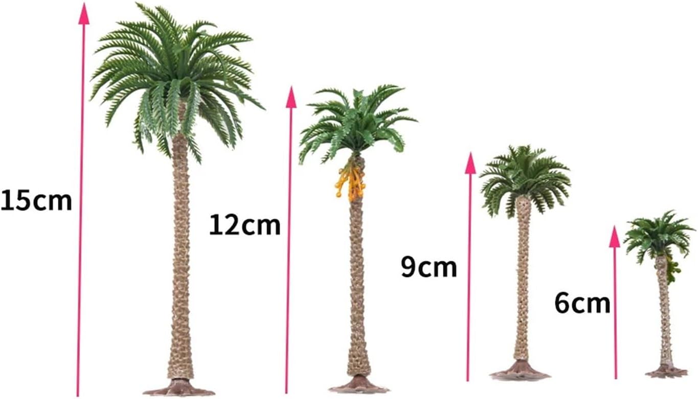 Height 6-15cm Coconut Palm Tree Model DIY Park Rainforest Train Railroad Decoration Building Landscape ature Tree 5Pcs(15cm 5pcs)