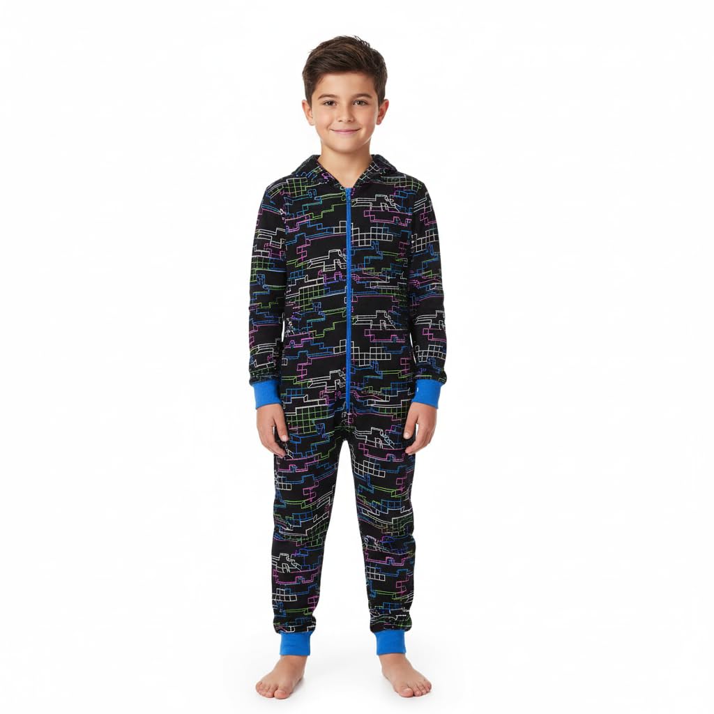 A2z 4 Kids Girls Black Boys Onesie One Piece Kids Pyjamas Sleepsuit - Cotton Onesie 153 ._11-12