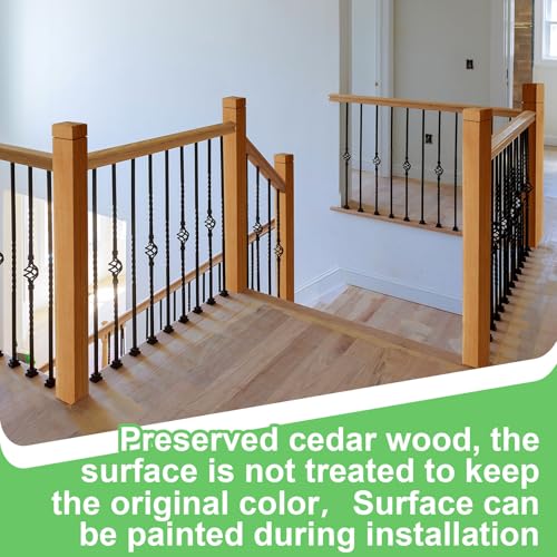 Image of CroBlissful 2 Pcs 3 inch x 3 inch x 48 inch Solid White Oak Stair Newel Post with a Single Groove Notched Newel Wood Balusters for Staircase Interior Railing Newels for Stair Handrails