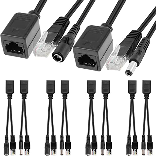 Xiatiaosann Adaptadores pasivos de alimentación Ethernet RJ45 PoE Divisor de inyector 5,5 x 2,1 mm DC Adaptador de Corriente, 4 pares