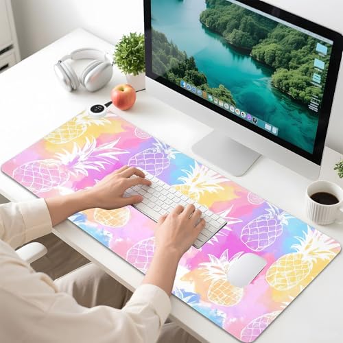 Tapis de souris chauffant cuir sous-main bureau antidérapant - 6