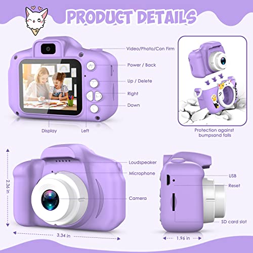 Ditupan Kids Camera Toys For 3 4 5 6 7 8 9 10 11 12 Year Old Girls，Upgrade Selfie Camera For Kids Christmas Birthday Festival Gift For Kids Digital Camera With 32Gb Sd Card #TOP3