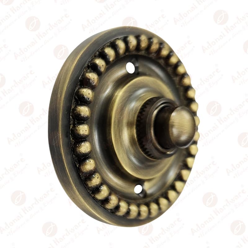 Adonai Hardware Dotted Brass Bell Push or Door Bell or Push Button (Antique Brass)